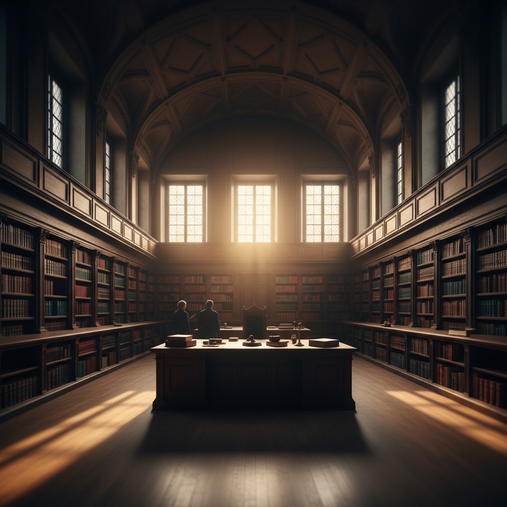 Sentenza CGUE Bock — aula del tribunale vuota con biblioteca giuridica