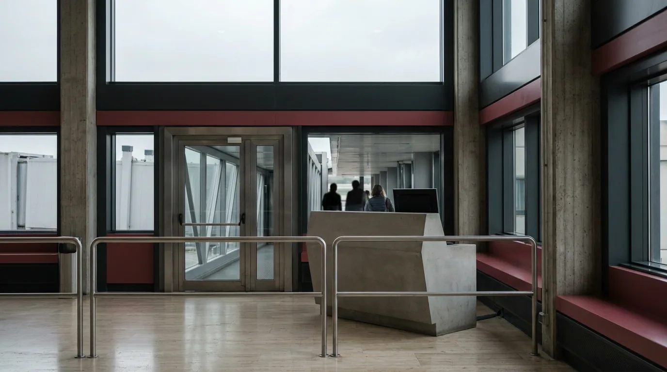 Gate deserto dopo la chiusura dell'imbarco — Reclamare a easyJet: compensazione per ritardo,…